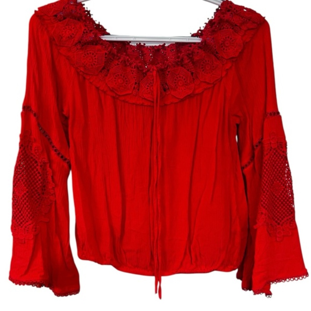 Guess Vibrant Red Lace Blouse